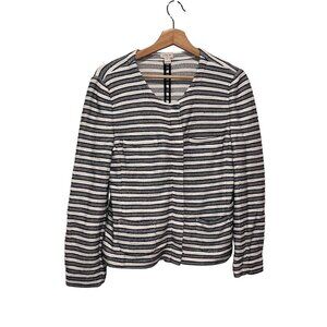 J.Crew Black & White Long Sleeve Striped Tweed  Women's Blazer Jacket Size M